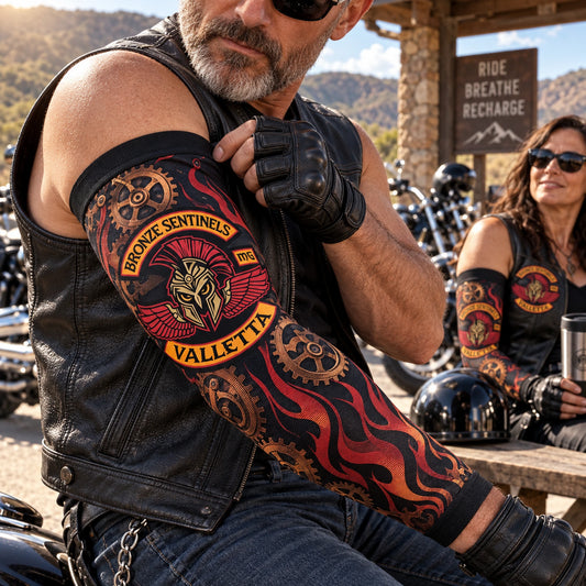 Lightweight cooling polyester-spandex motorcycle club arm sleeve