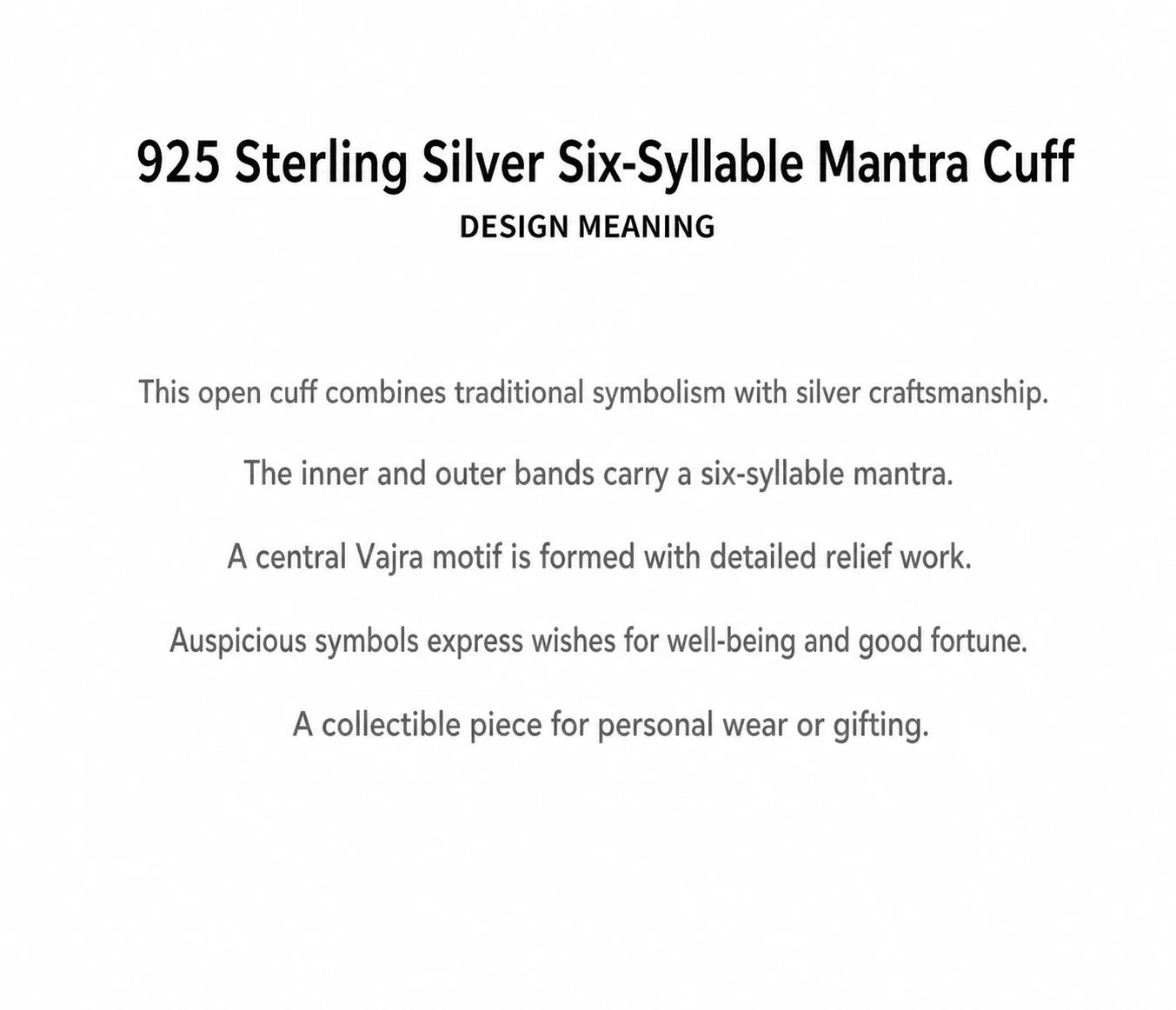 Vajra Mantra Sterling Silver Biker Cuff Bracelet – design meaning en
