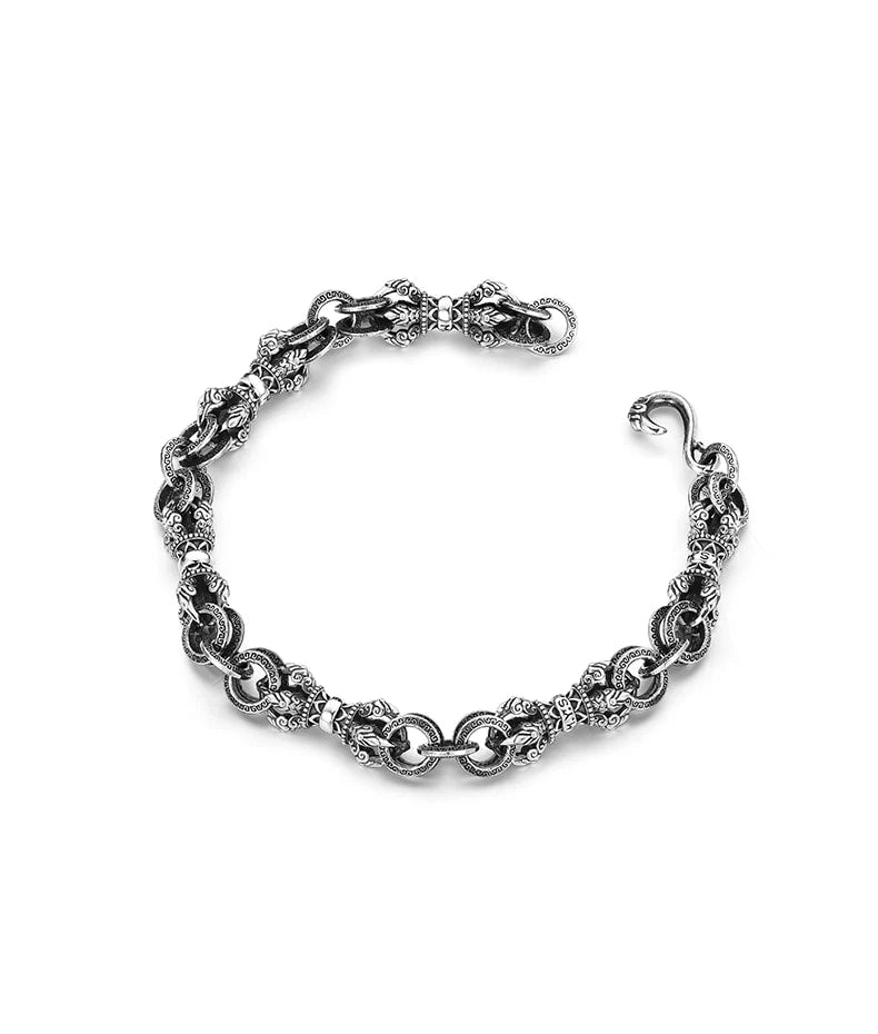 Vajra Sterling Silver Biker Bracelet – design view 3