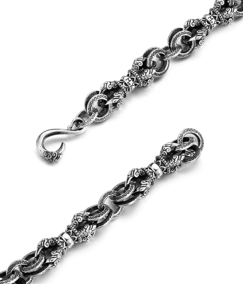 Vajra Sterling Silver Biker Bracelet – design view 4