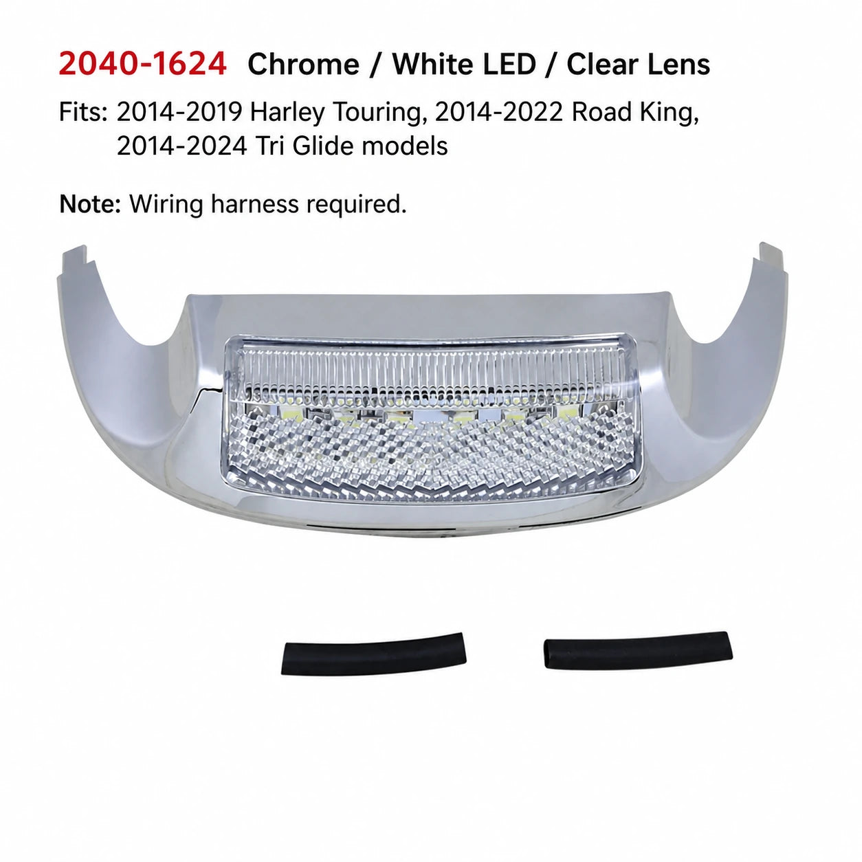 2040-1624 chrome white LED clear lens Harley front fender light