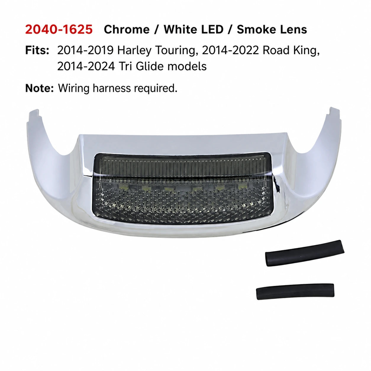 2040-1625 chrome white LED smoke lens Harley front fender light