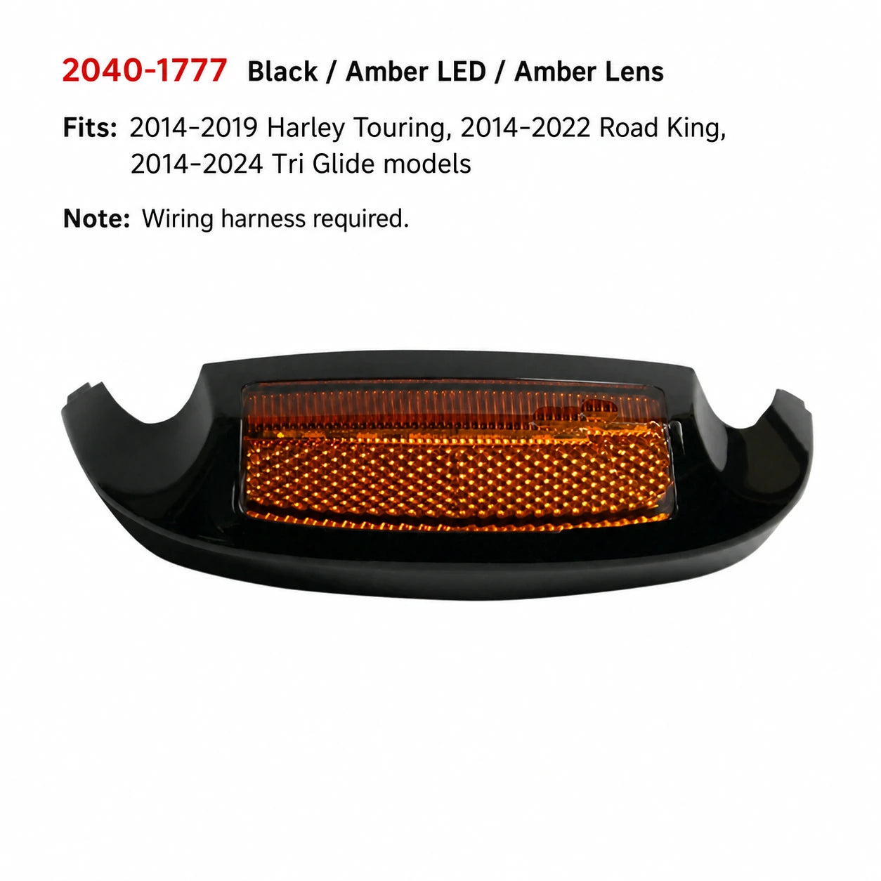 2040-1777 black amber LED amber lens Harley front fender light