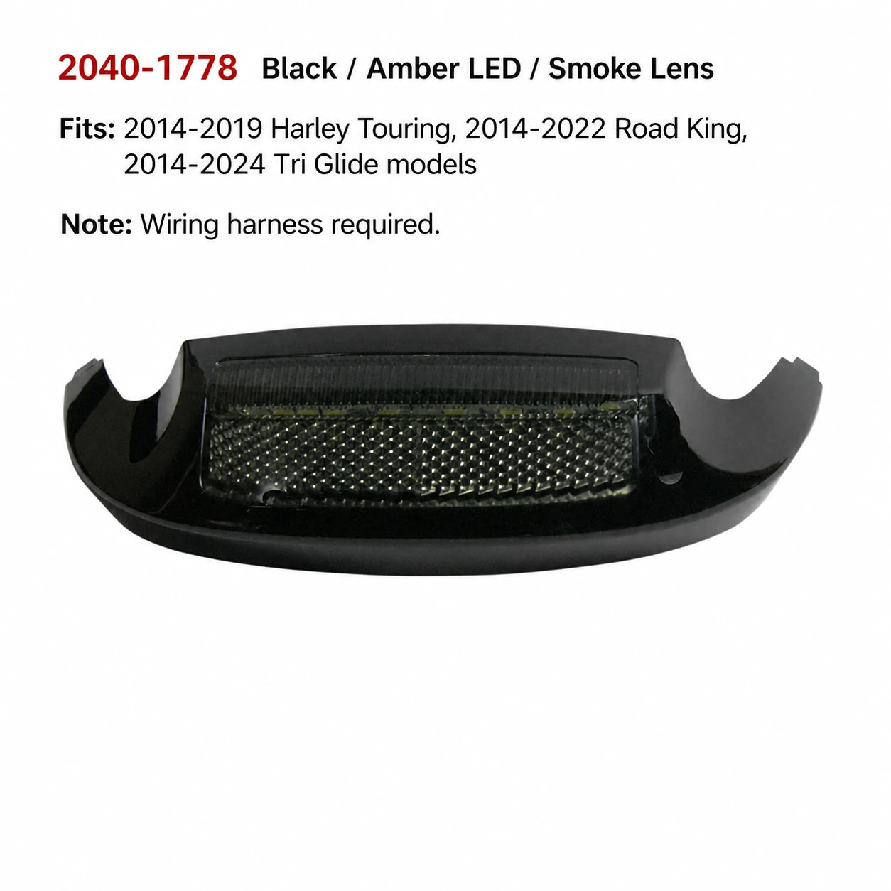 2040-1778 black amber LED smoke lens Harley front fender light