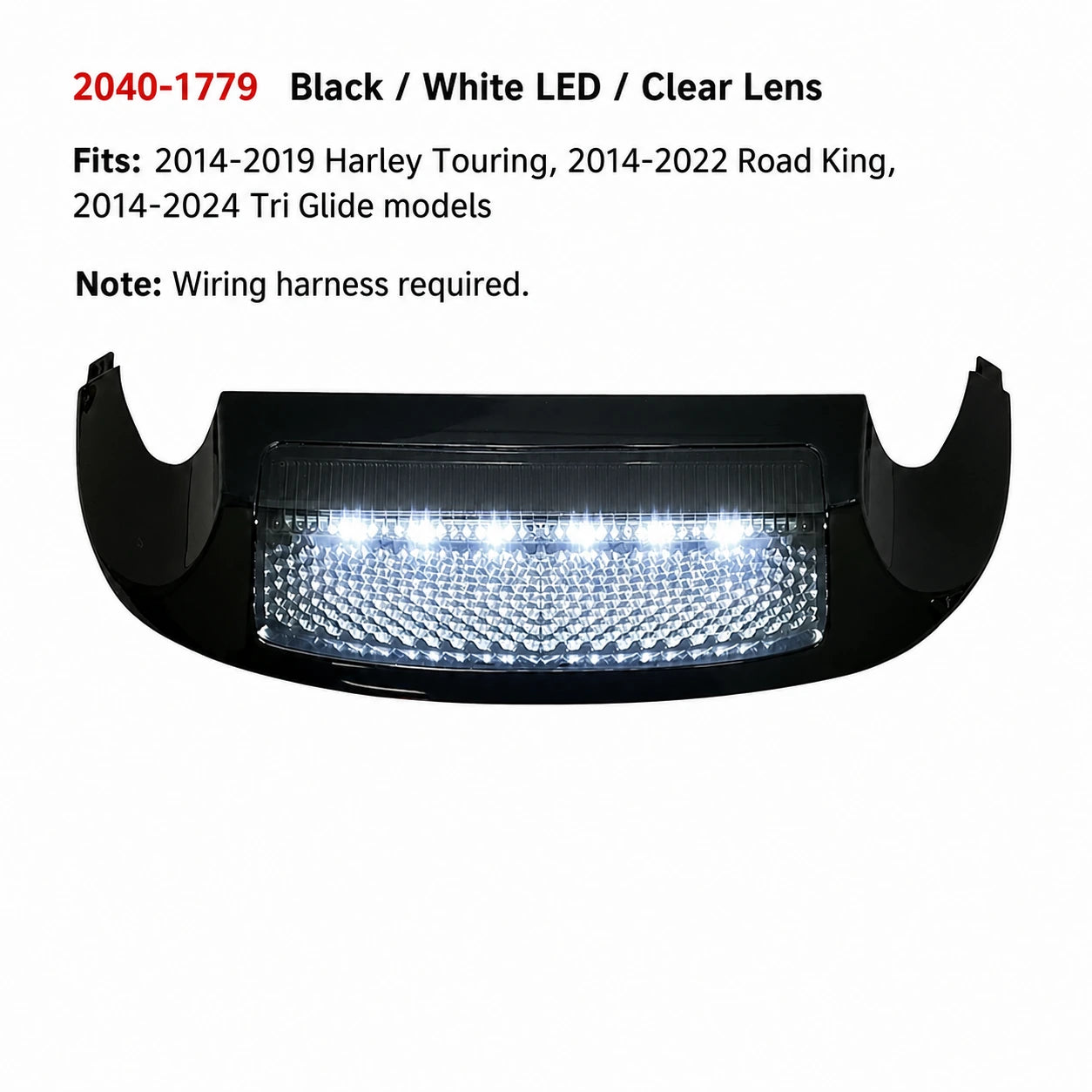 2040-1779 black white LED clear lens Harley front fender light
