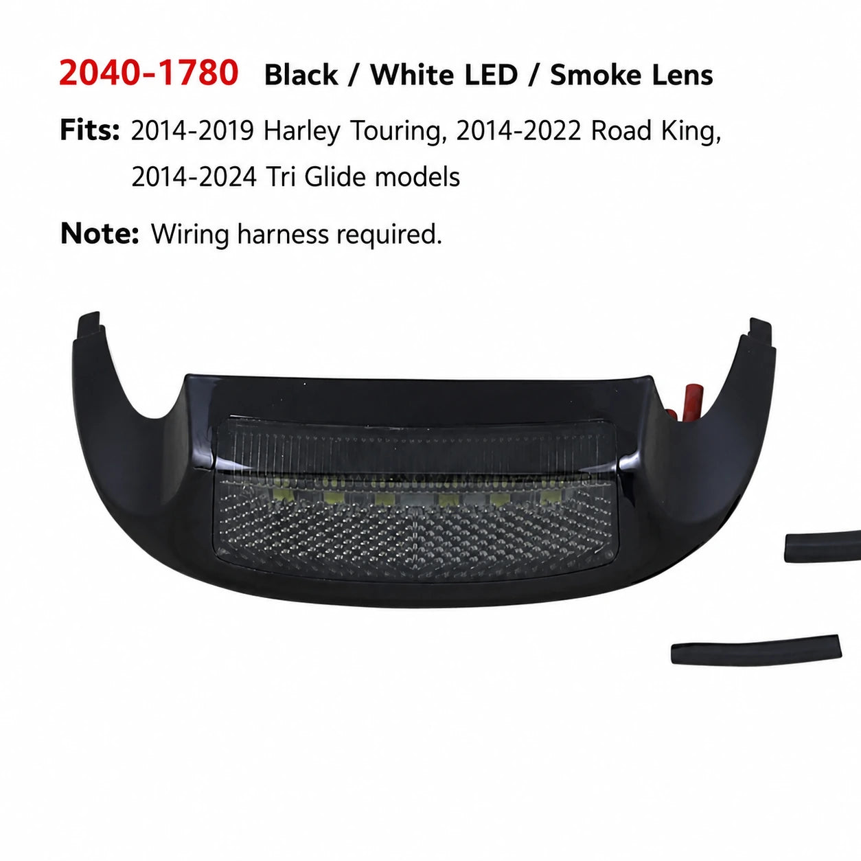 2040-1780 black white LED smoke lens Harley front fender light