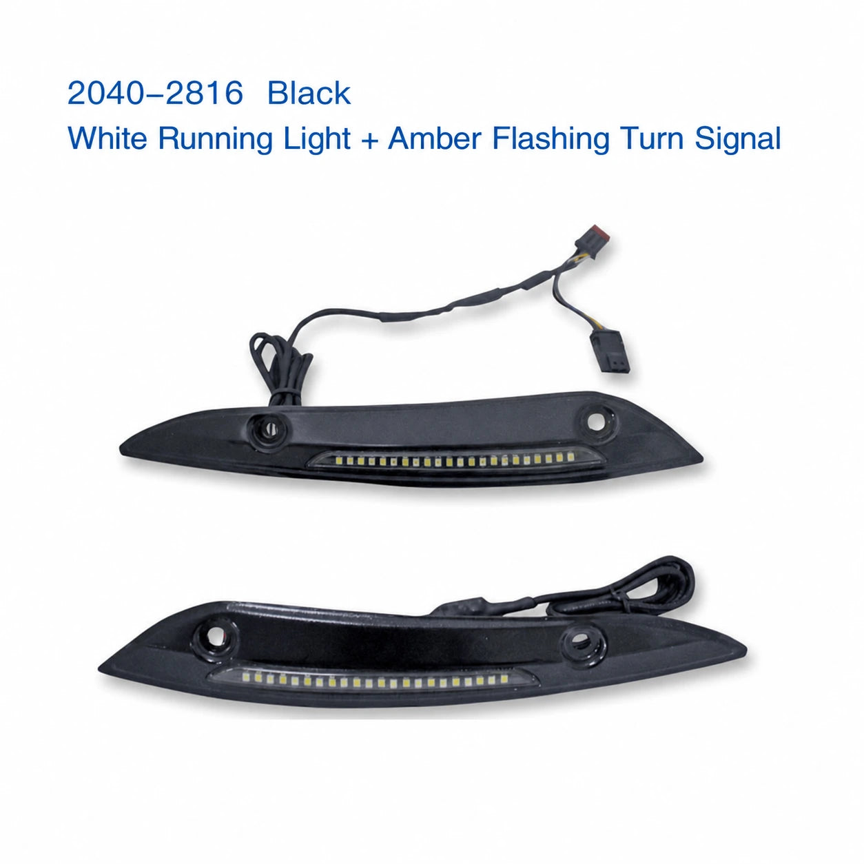 2040-2816 black LED windshield trim with white running light and amber flashing turn signal
