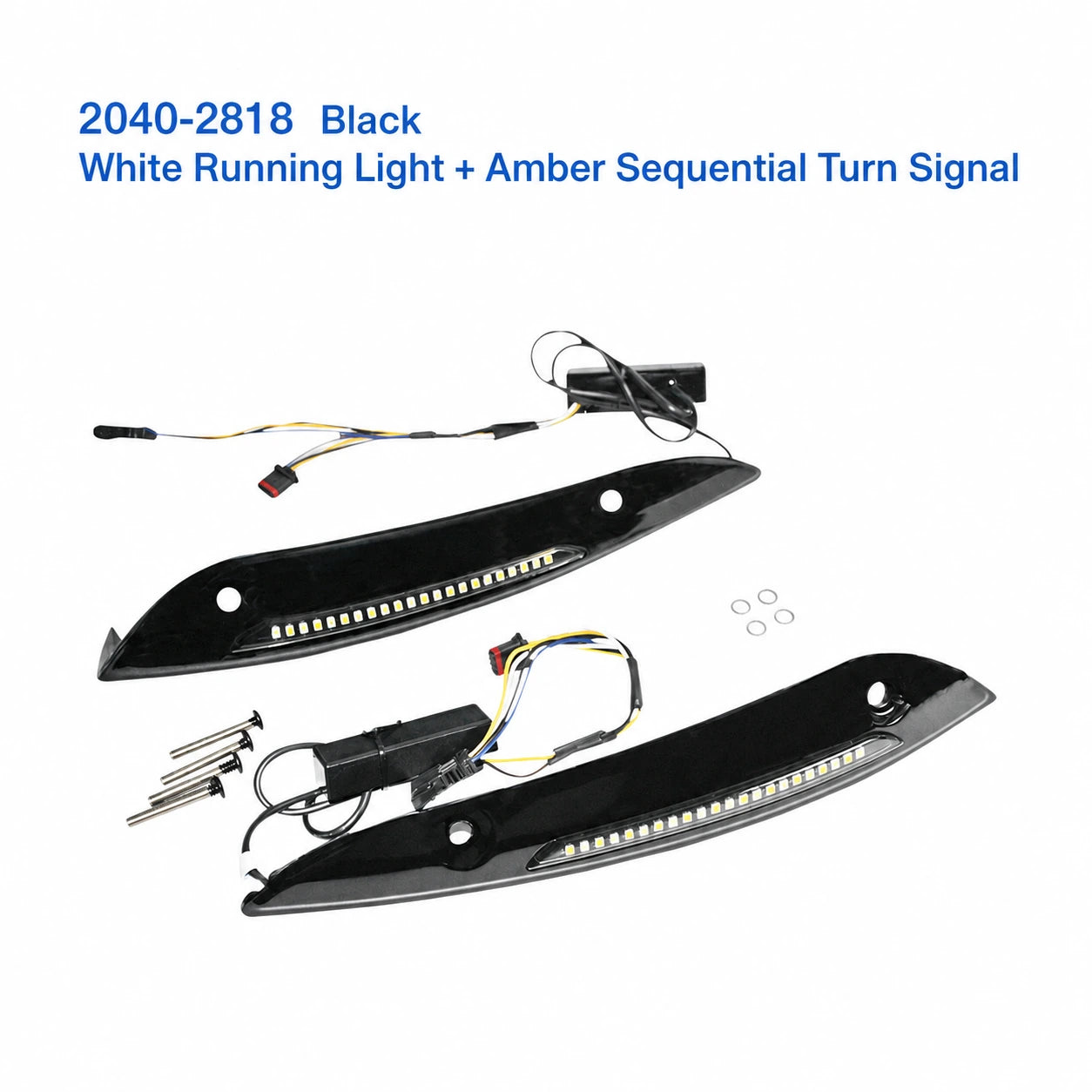 2040-2818 black LED windshield trim with white running light and amber sequential turn signal