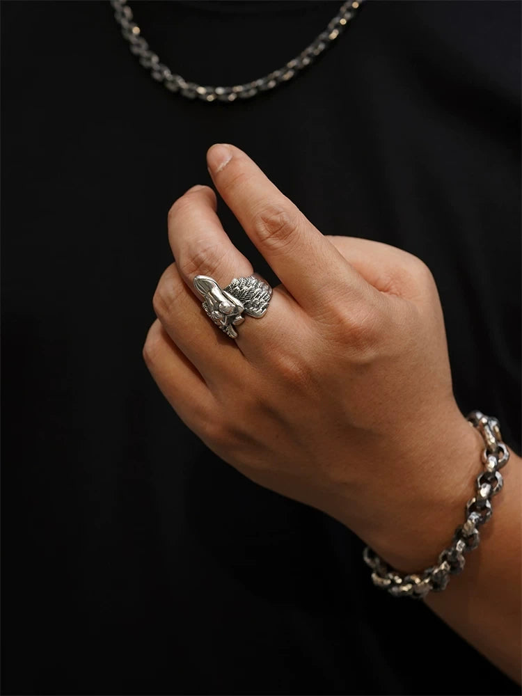Winged Victory Angel 925 Sterling Silver Biker Ring product view 4