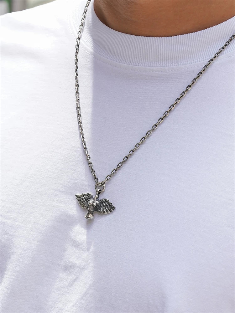 Victory angel sterling silver pendant worn on chain