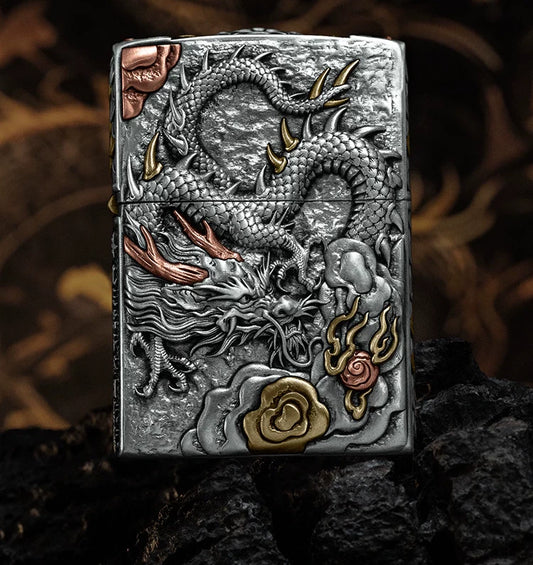 Vigilant Dragon 3D Relief Biker Lighter – product-only front view