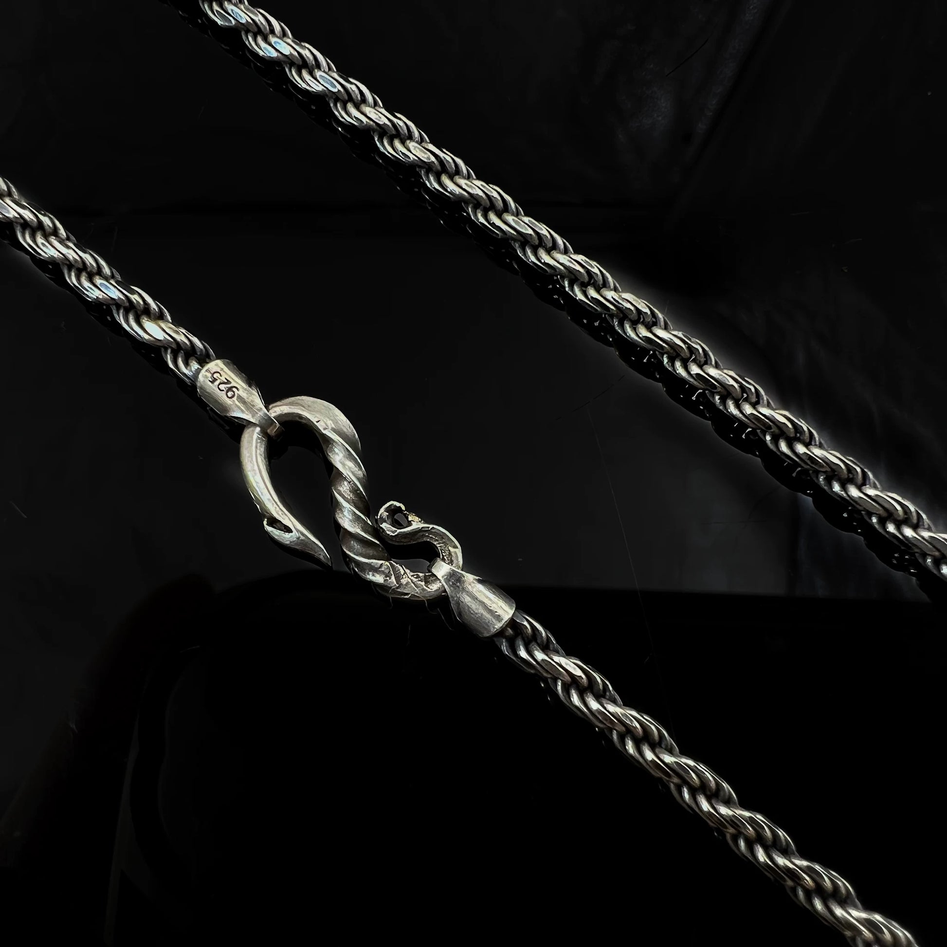 Viking Twist Sterling Silver Biker Necklace - view 2