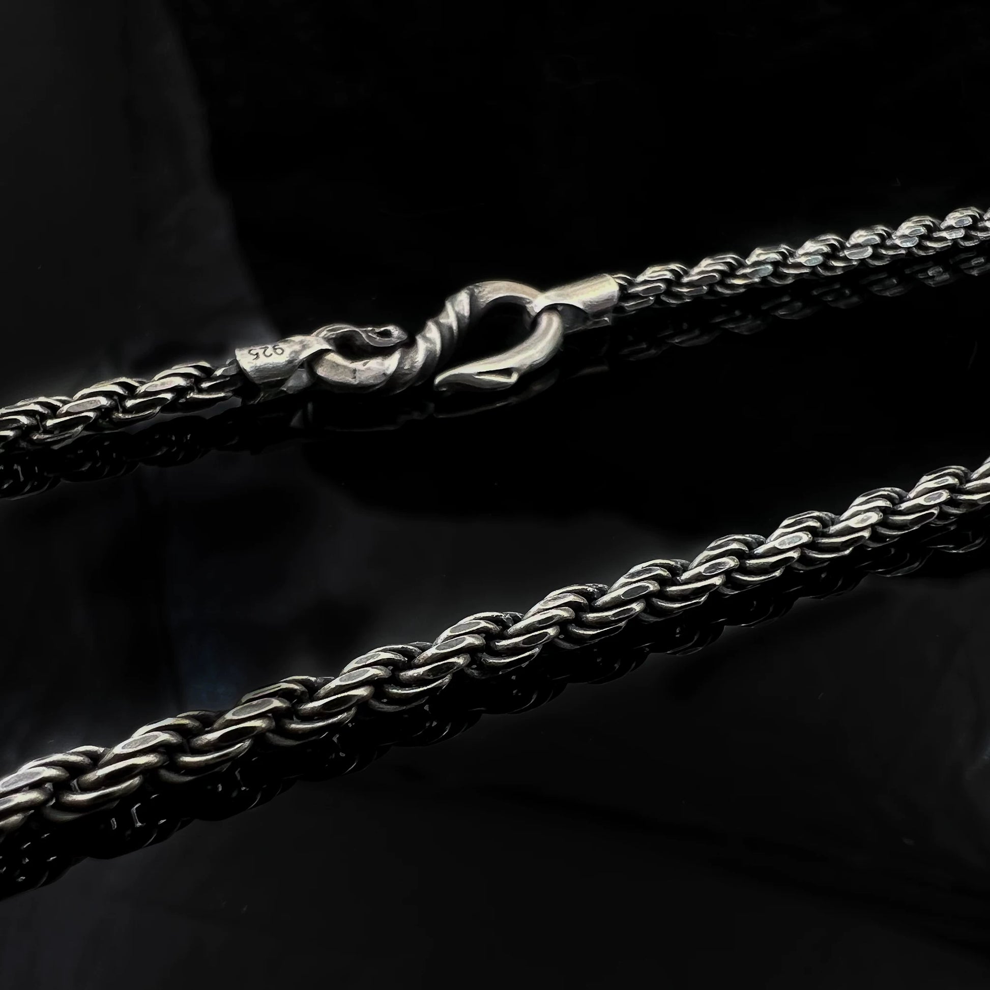 Viking Twist Sterling Silver Biker Necklace - view 3