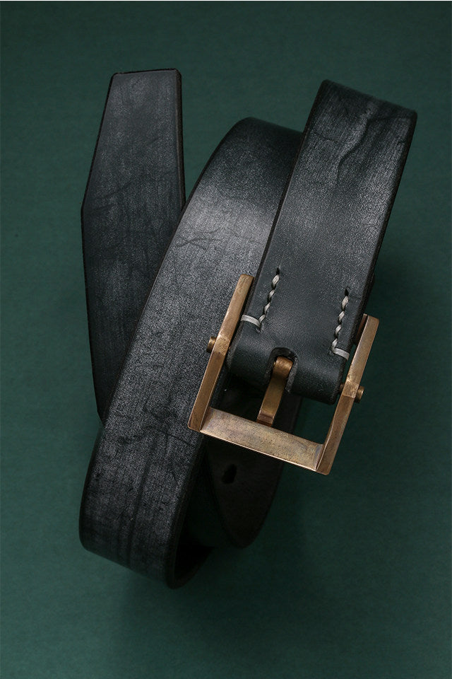 Vintage Maverick Bridle Leather Biker Belt — detail view 2