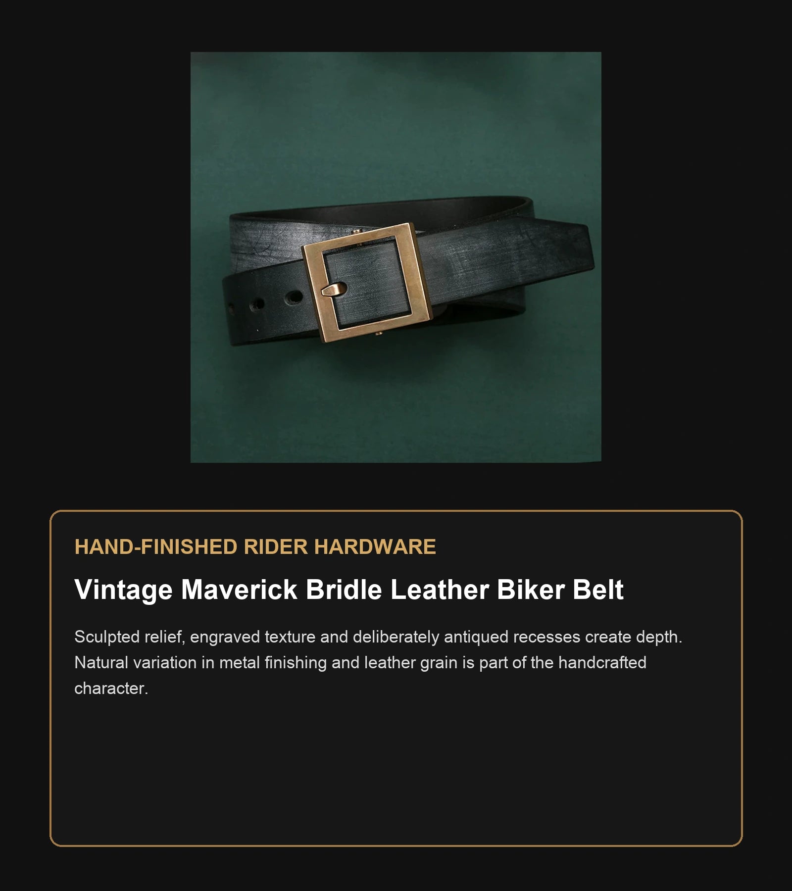 Vintage Maverick Bridle Leather Biker Belt craftsmanship guide in English