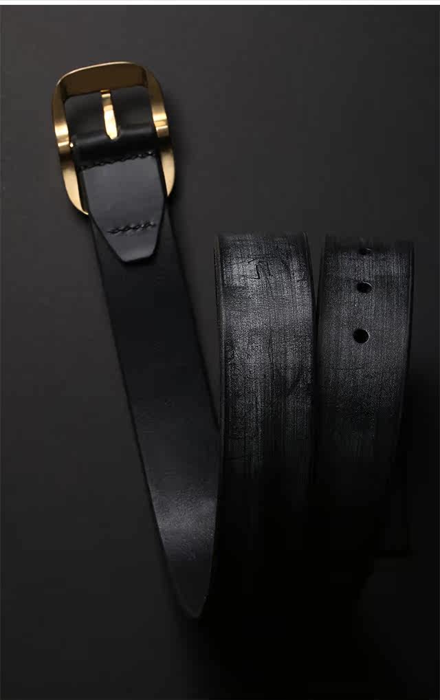 Wanderer Bridle Leather Pin Buckle Biker Belt — detail view 4