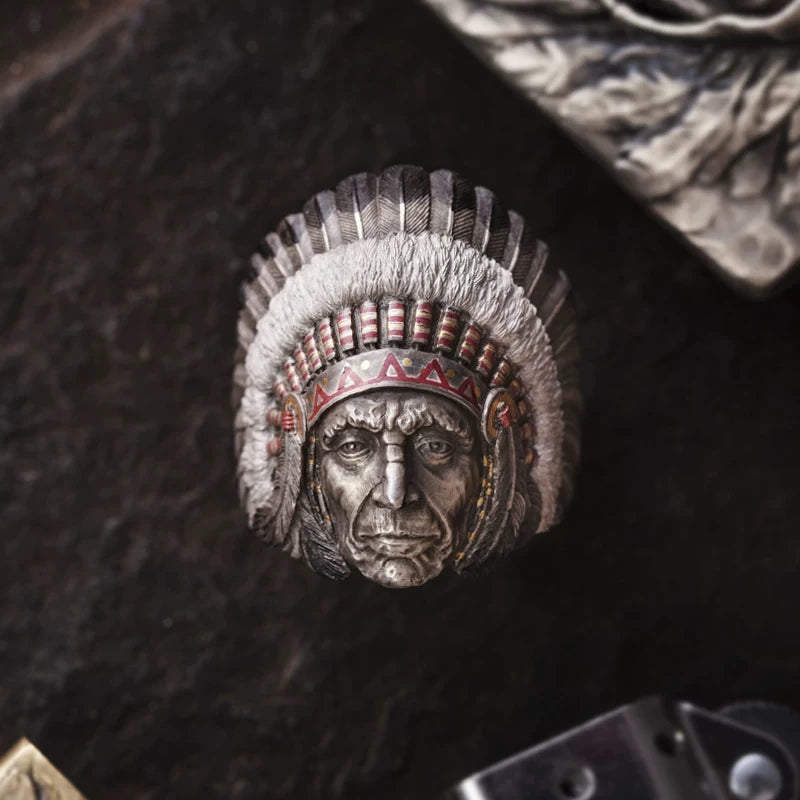 Warrior Chief 925 Sterling Silver Biker Ring – view 1