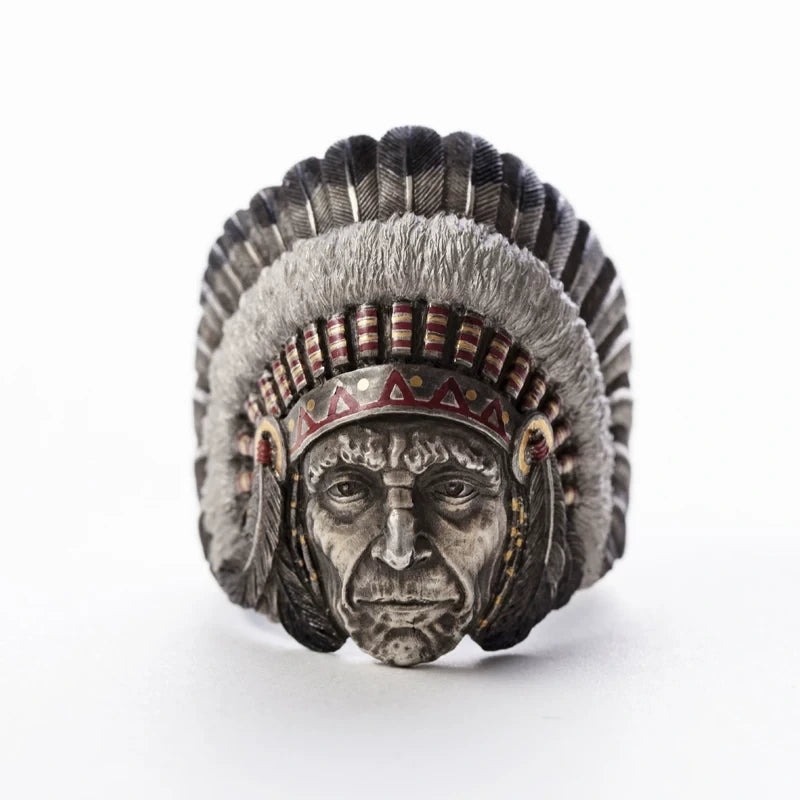 Warrior Chief 925 Sterling Silver Biker Ring – view 3