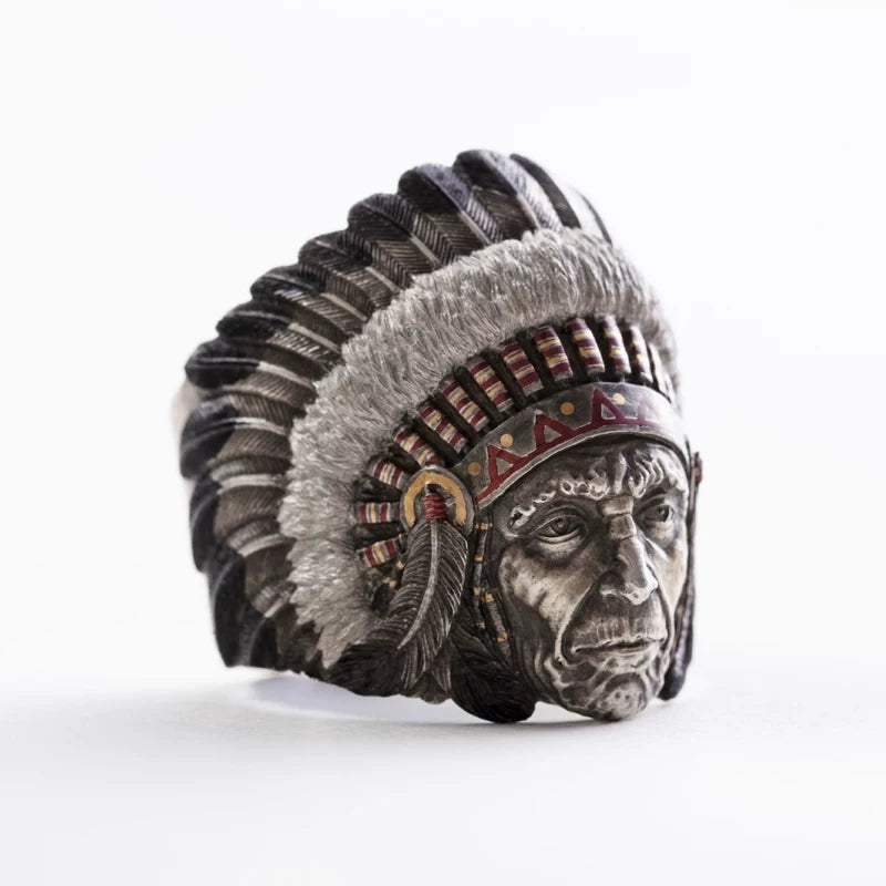 Warrior Chief 925 Sterling Silver Biker Ring – view 5