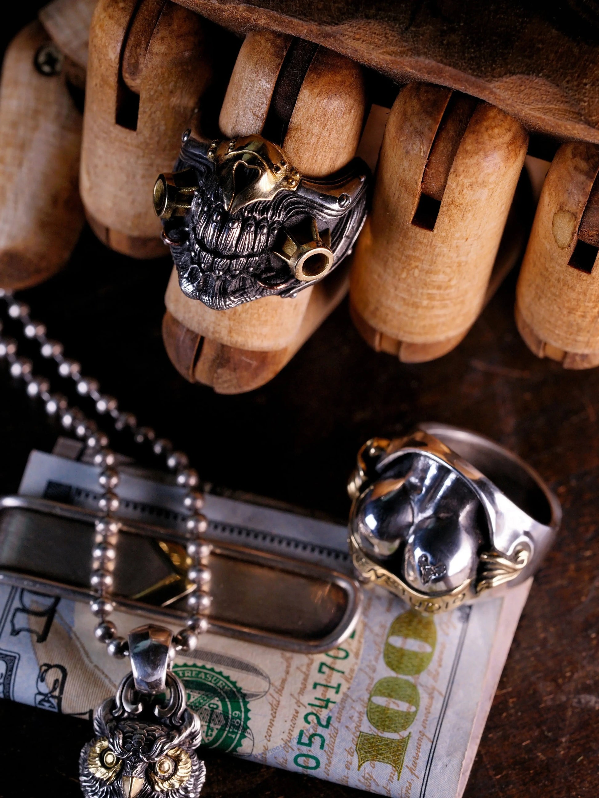 Wasteland Skull Mask 925 Sterling Silver Biker Ring — view 2