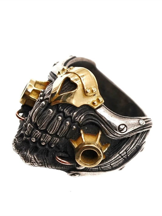 Wasteland Skull Mask 925 Sterling Silver Biker Ring — view 4