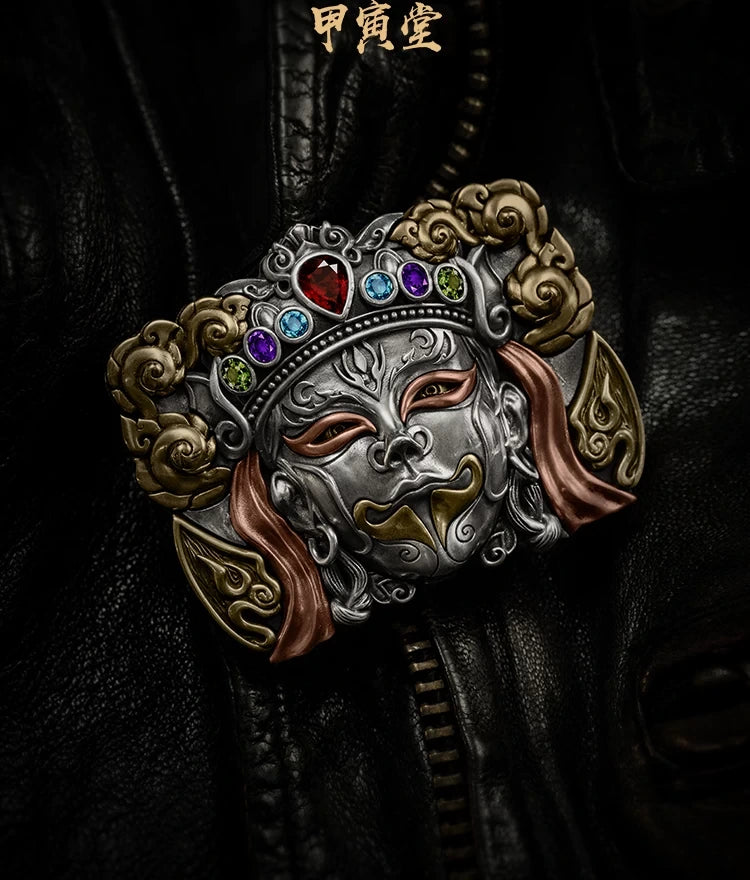 White Crane Immortal Mixed-Metal Biker Belt Buckle detail view 1