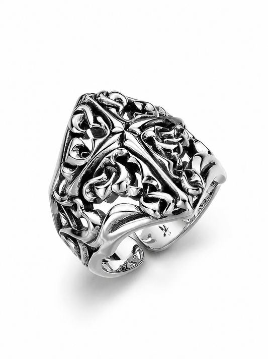 Wide Cross Open Sterling Silver Ring - product view