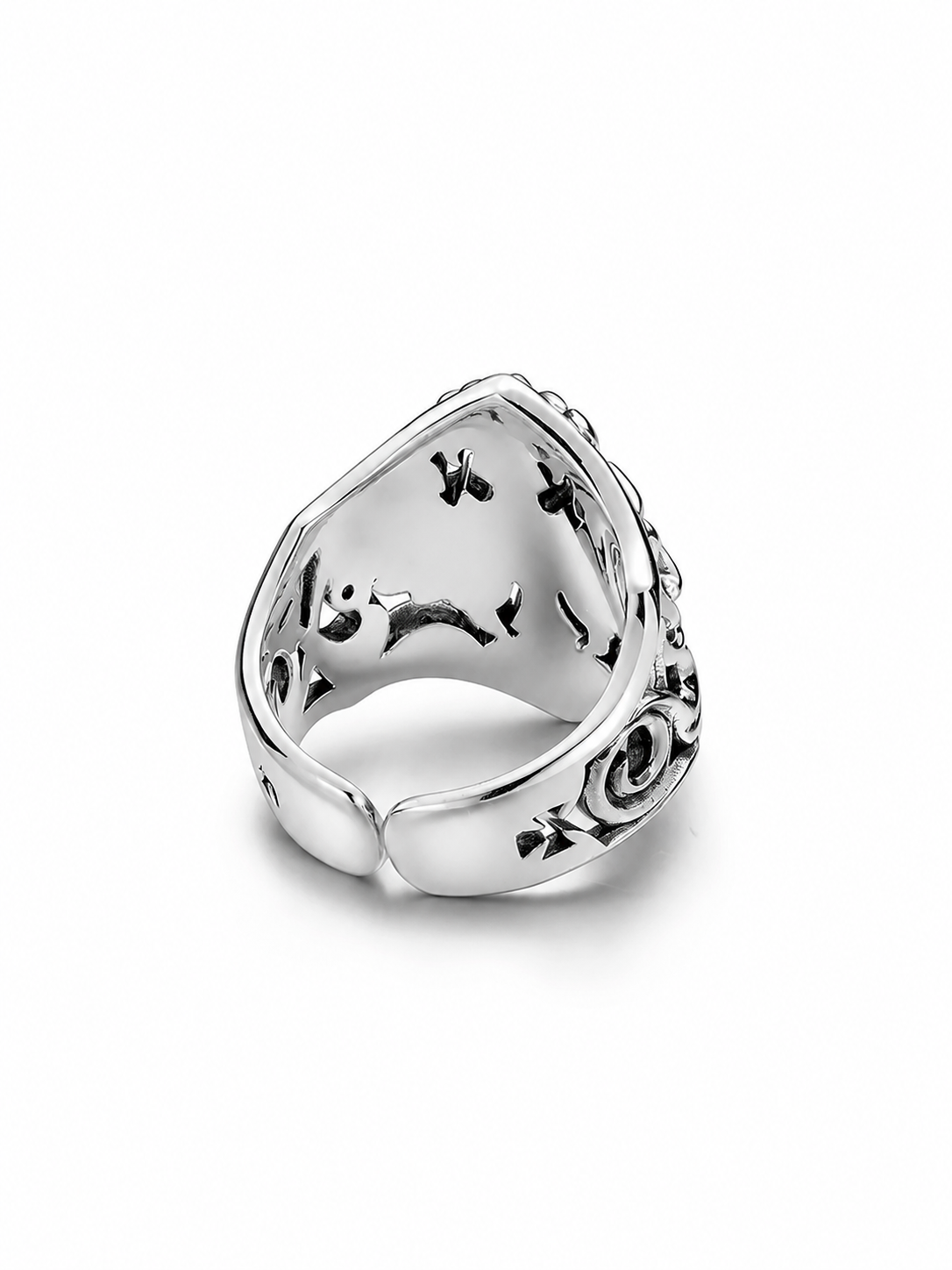 Wide Cross Open Sterling Silver Ring - product view 5
