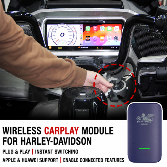 Wireless CarPlay and headset interface modules for Harley-Davidson motorcycles