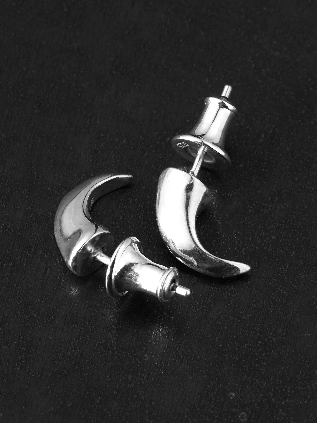 Wolf Fang Sterling Silver Biker Stud Earring detail view 2