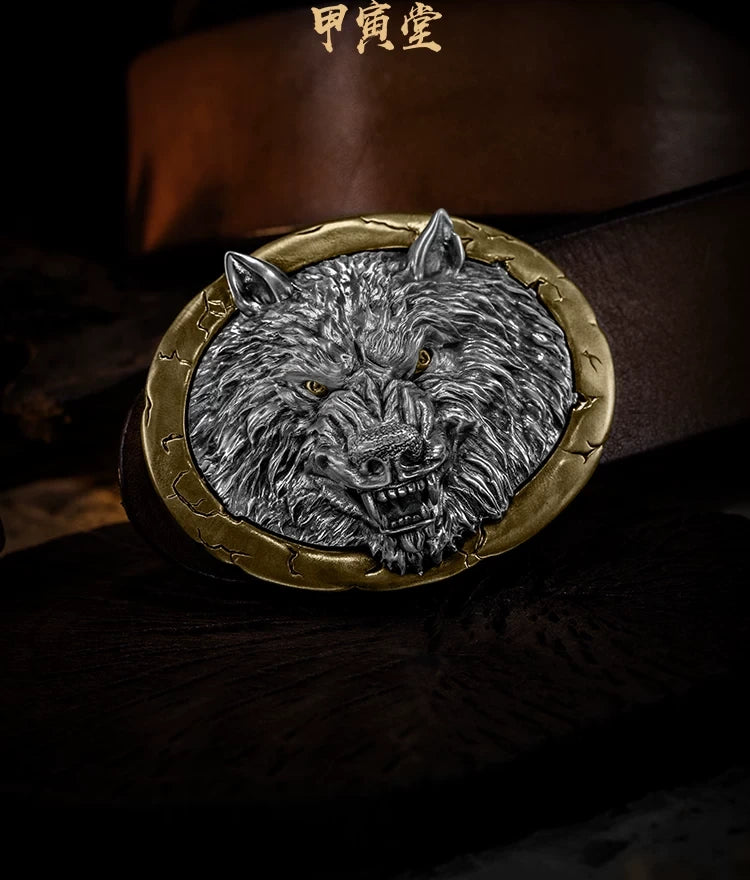 Wolf King Gem-Eye Biker Belt Buckle detail view 3