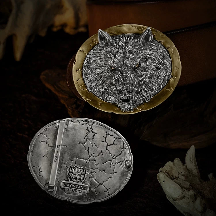 Wolf King Gem-Eye Biker Belt Buckle product view