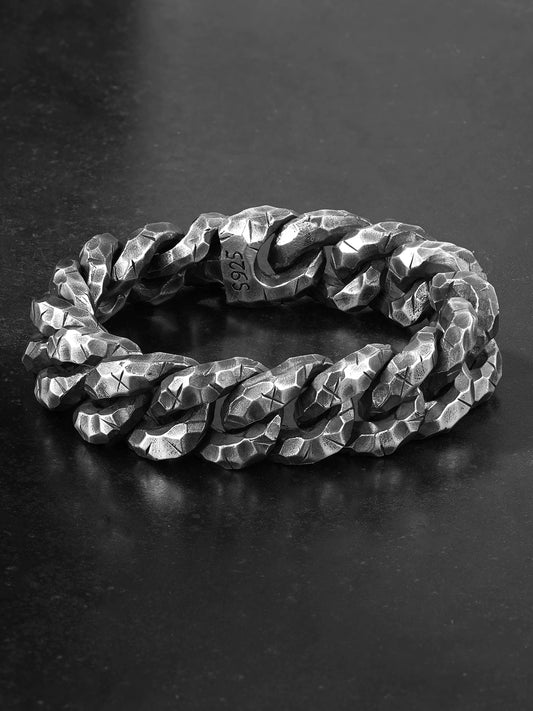 wufeng heavy sterling silver cuban link bracelet product view 1