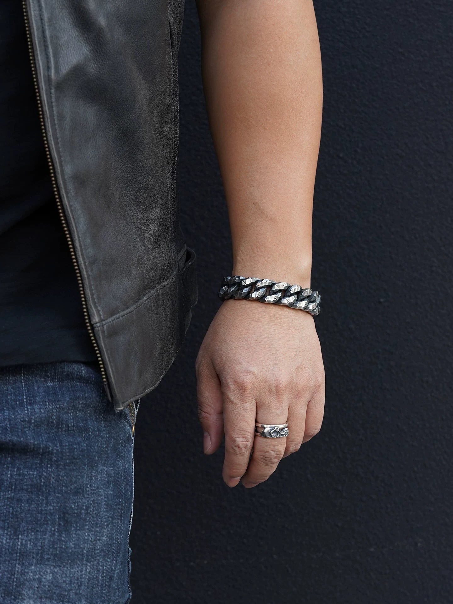 wufeng heavy sterling silver cuban link bracelet product view 4