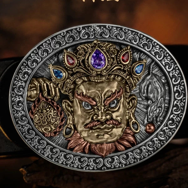 Yellow God of Wealth Biker Belt Buckle product view