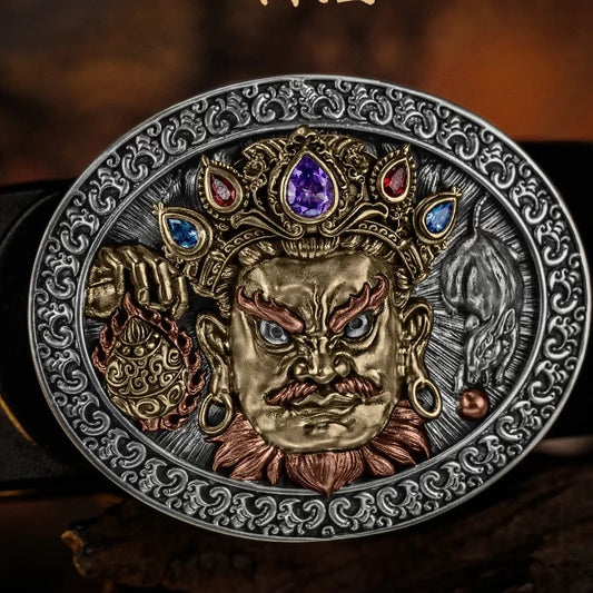 Yellow God of Wealth Biker Belt Buckle product view