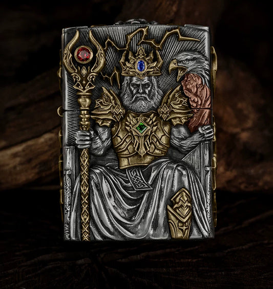 Zeus Thunder God 3D Relief Biker Lighter – product-only front view