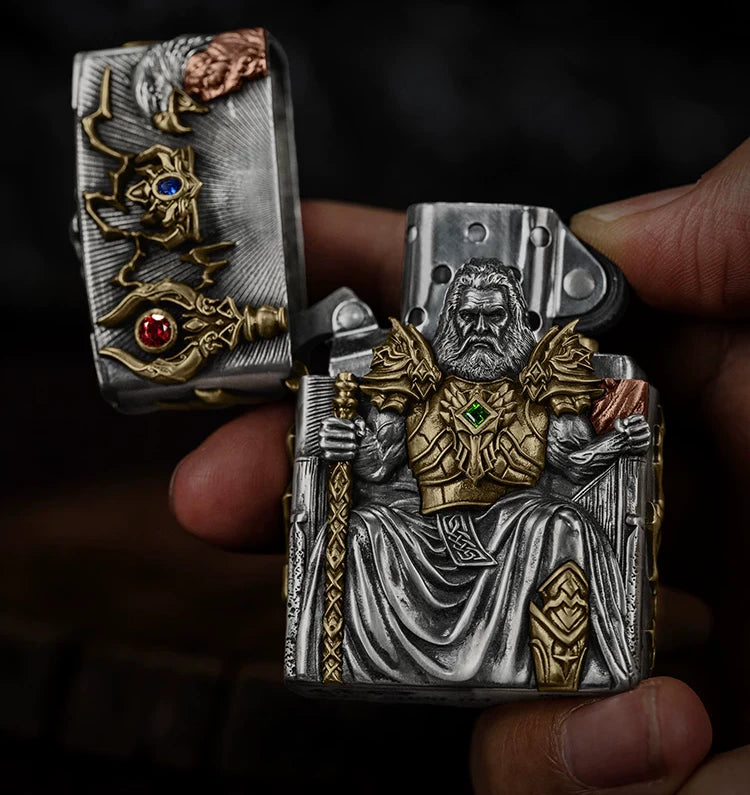 Zeus Thunder God 3D Relief Biker Lighter – clean product detail view 2