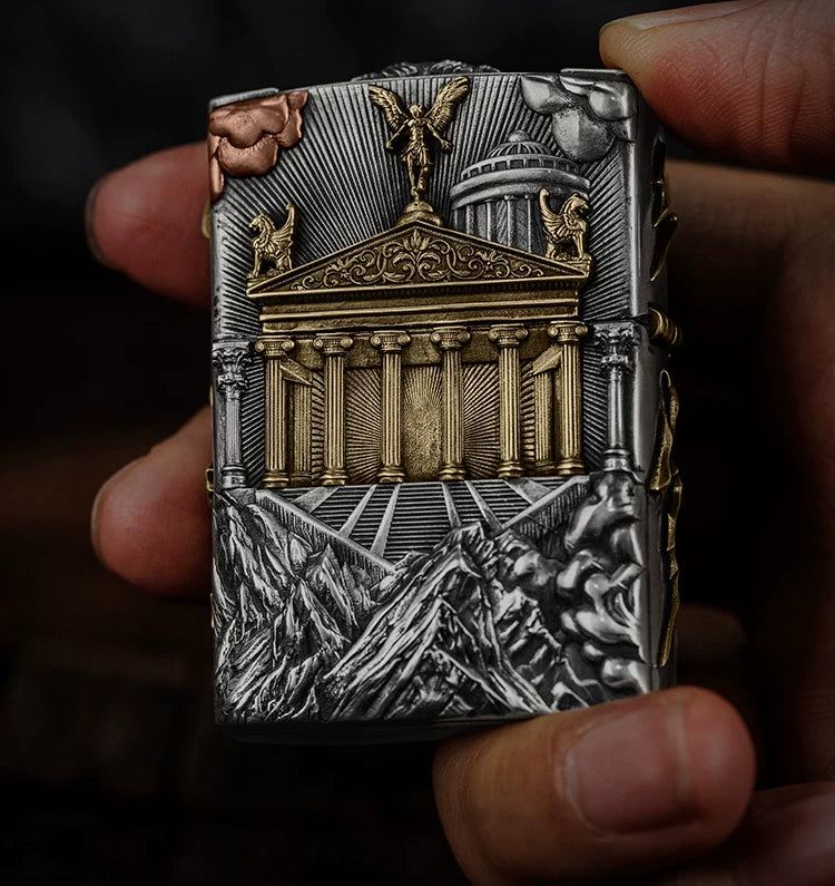 Zeus Thunder God 3D Relief Biker Lighter – clean product detail view 3