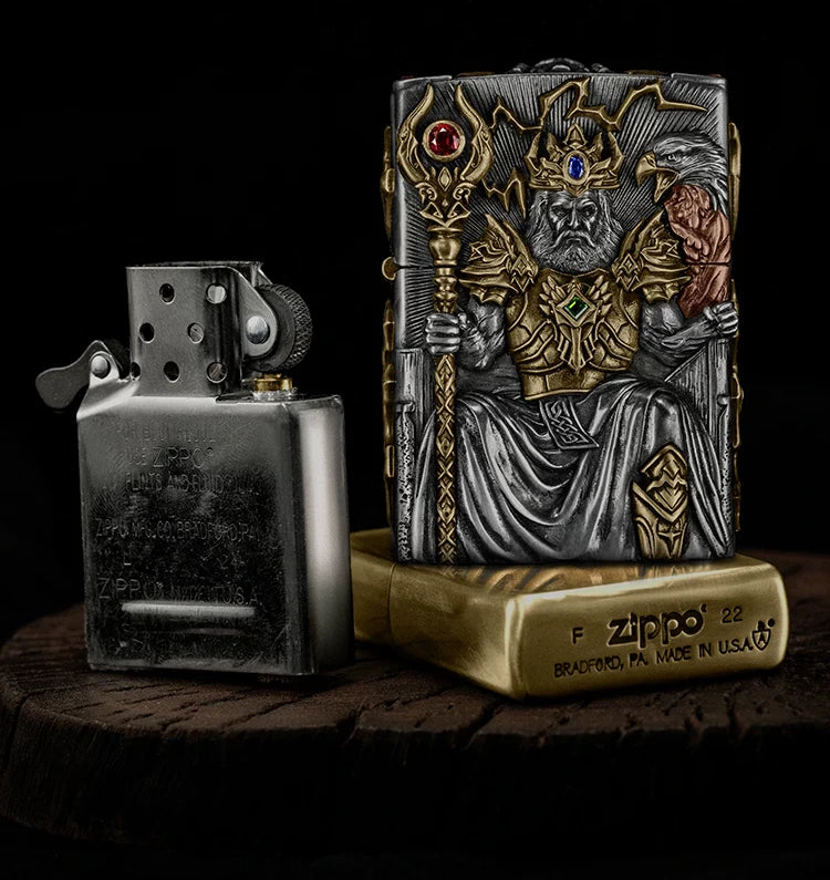 Zeus Thunder God 3D Relief Biker Lighter – clean product detail view 4