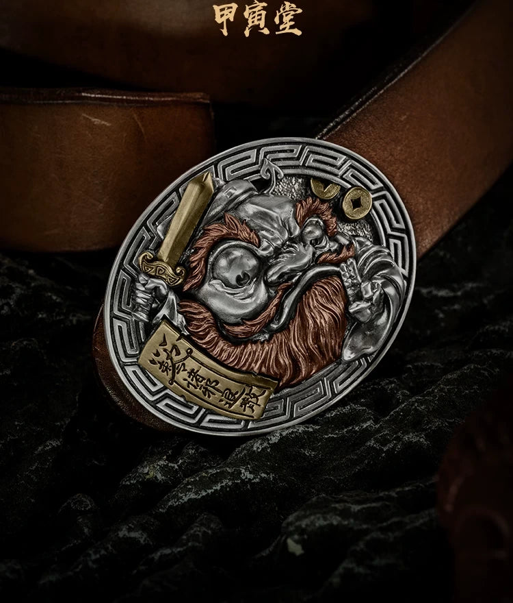 Zhong Kui Guardian 3D Relief Biker Belt Buckle detail view 1