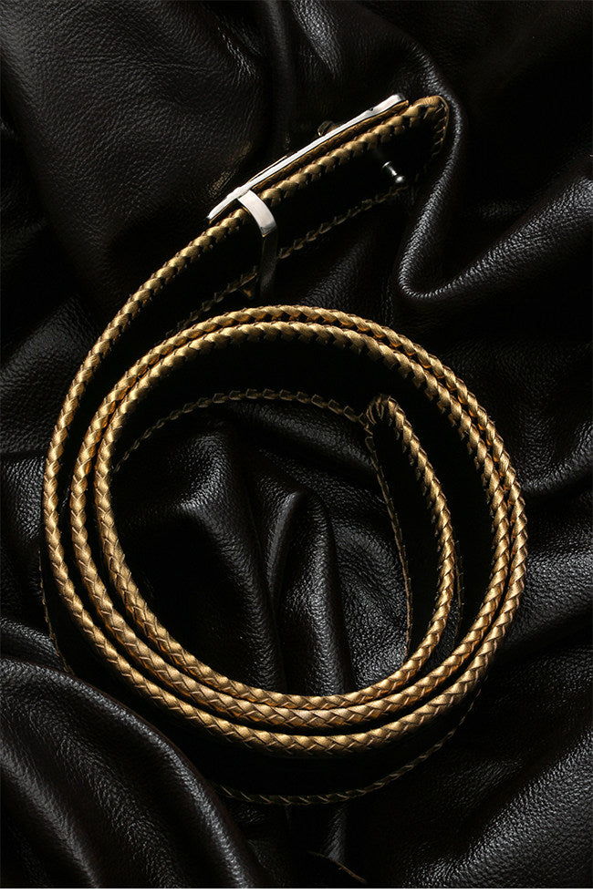 Zodiac Lucky Pig Silver Leather Biker Belt — detail view 5