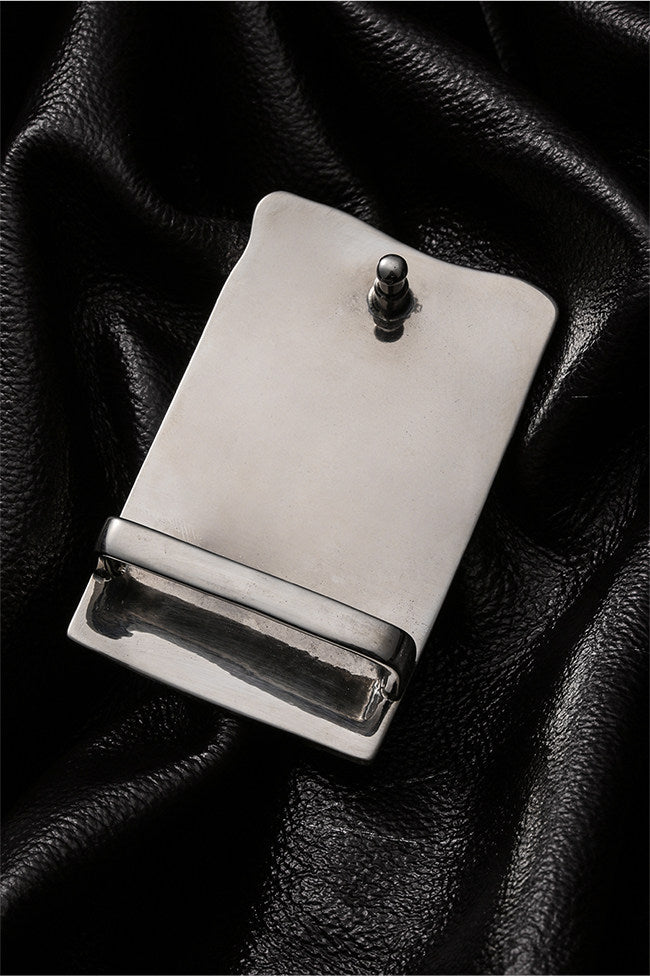 Zodiac Lucky Pig Silver Leather Biker Belt — detail view 8