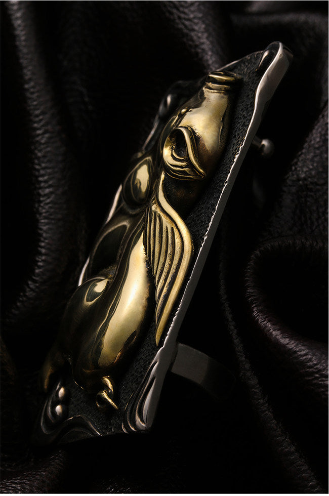 Zodiac Lucky Pig Silver Leather Biker Belt — detail view 9
