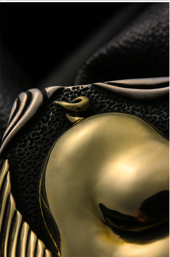 Zodiac Lucky Pig Silver Leather Biker Belt — detail view 14