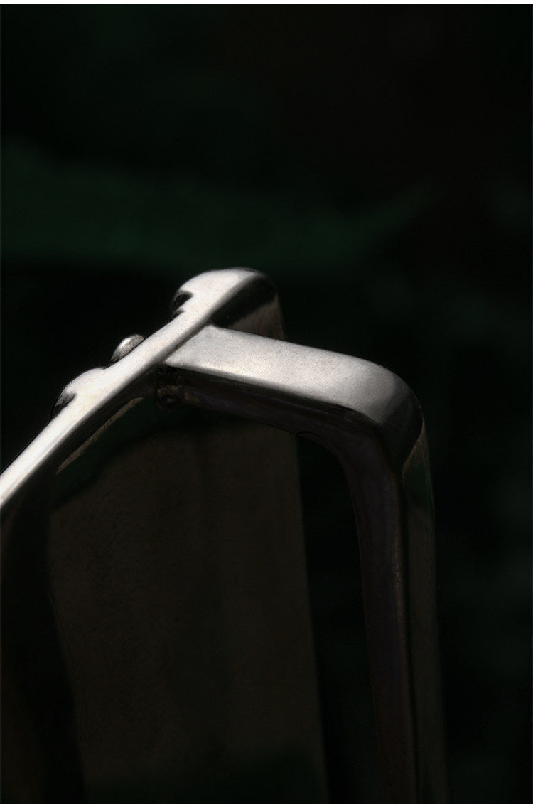 Zodiac Rabbit Silver Ostrich Leather Biker Belt — detail view 15