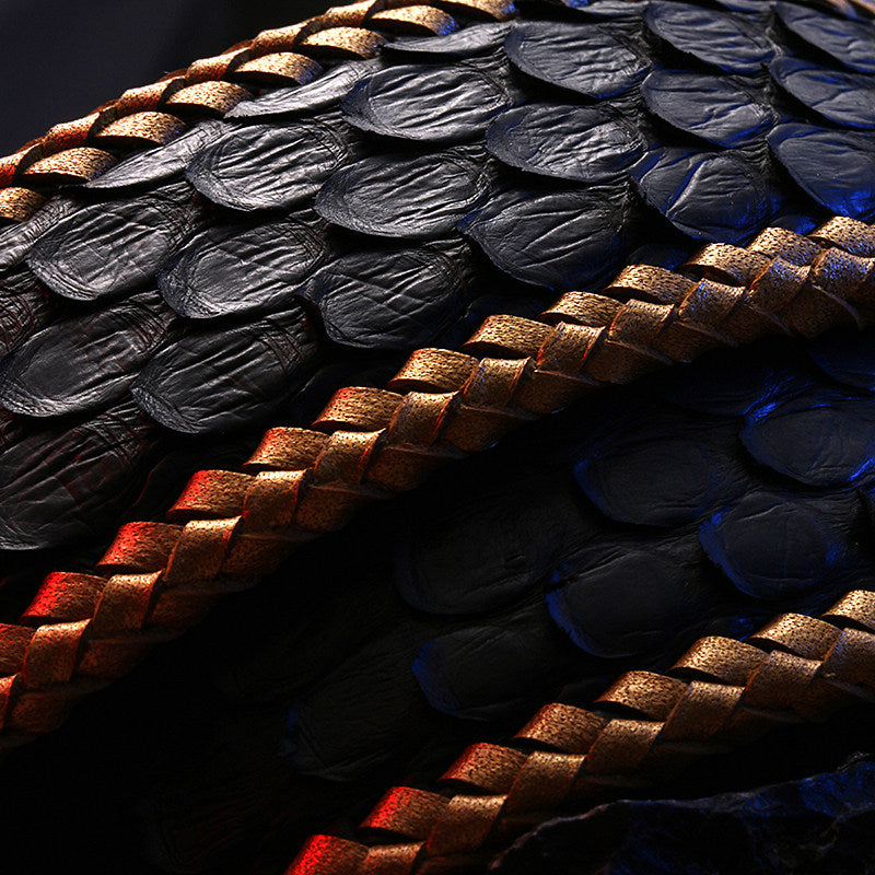 Zodiac Snake Silver Snake Leather Biker Belt — alternate product view 2