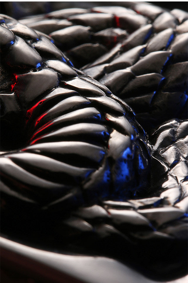 Zodiac Snake Silver Snake Leather Biker Belt — detail view 12