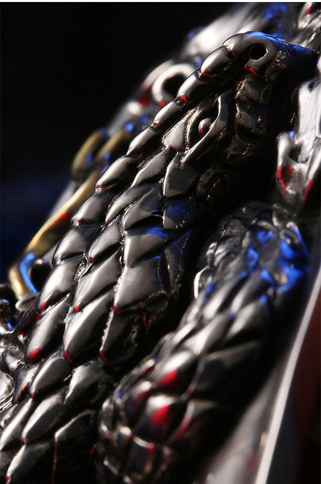 Zodiac Snake Silver Snake Leather Biker Belt — detail view 13