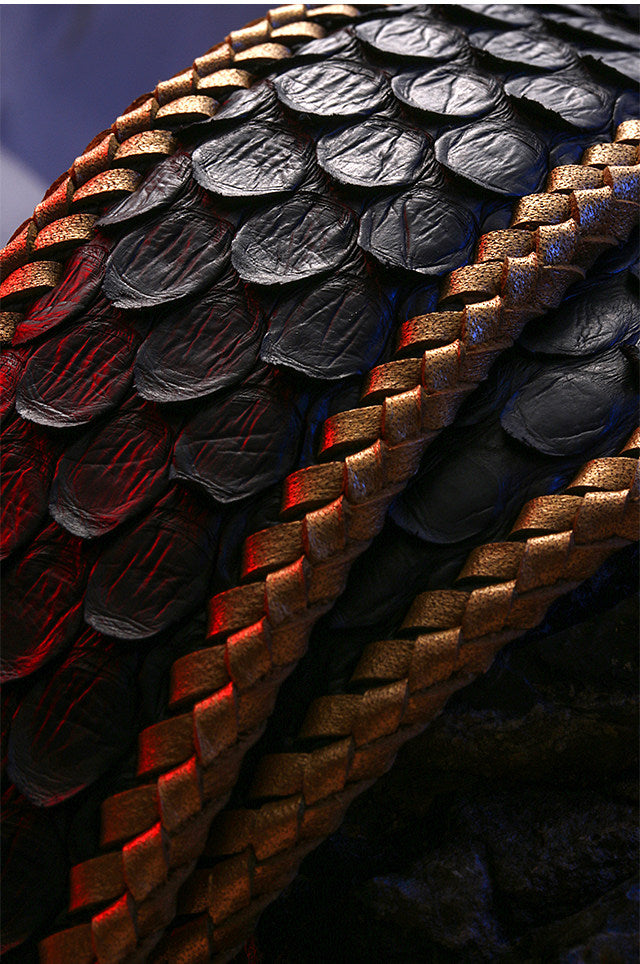 Zodiac Snake Silver Snake Leather Biker Belt — detail view 14